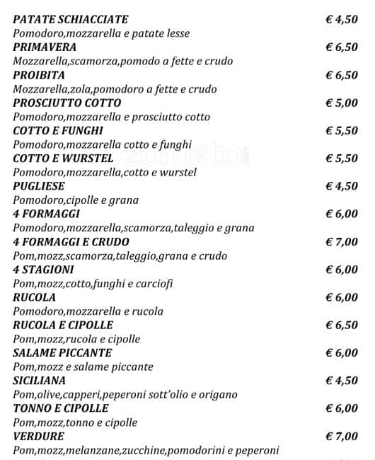 Menu di Ben Ti Voglio 