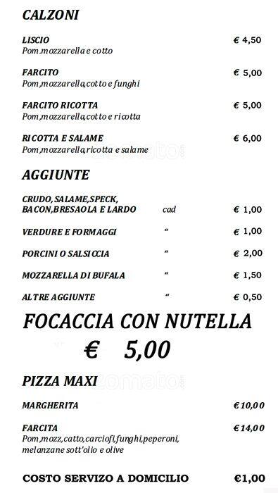 Menu di Ben Ti Voglio 