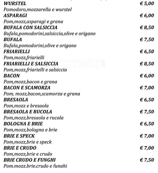 Menu di Ben Ti Voglio 