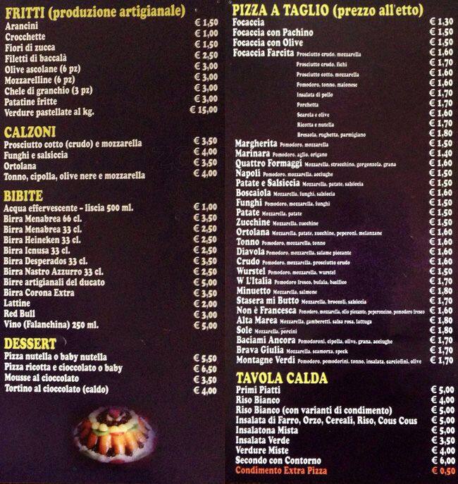 Menu di Pane e Pomodoro 