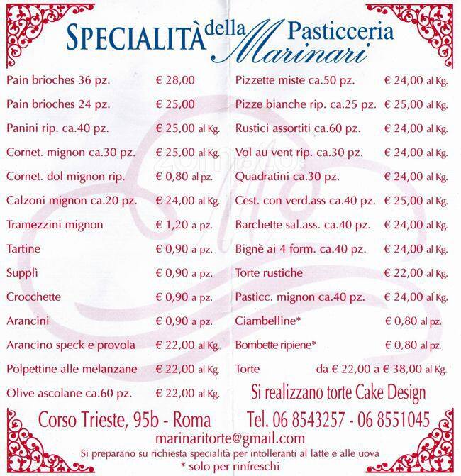 Menu di Marinari 