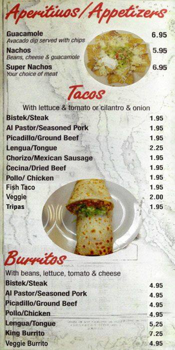 Taco Yo menu