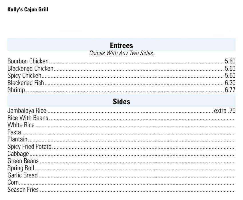 Kelly s Cajun Grill Menu Menu For Kelly s Cajun Grill Plantation Sunrise Miami Urbanspoon