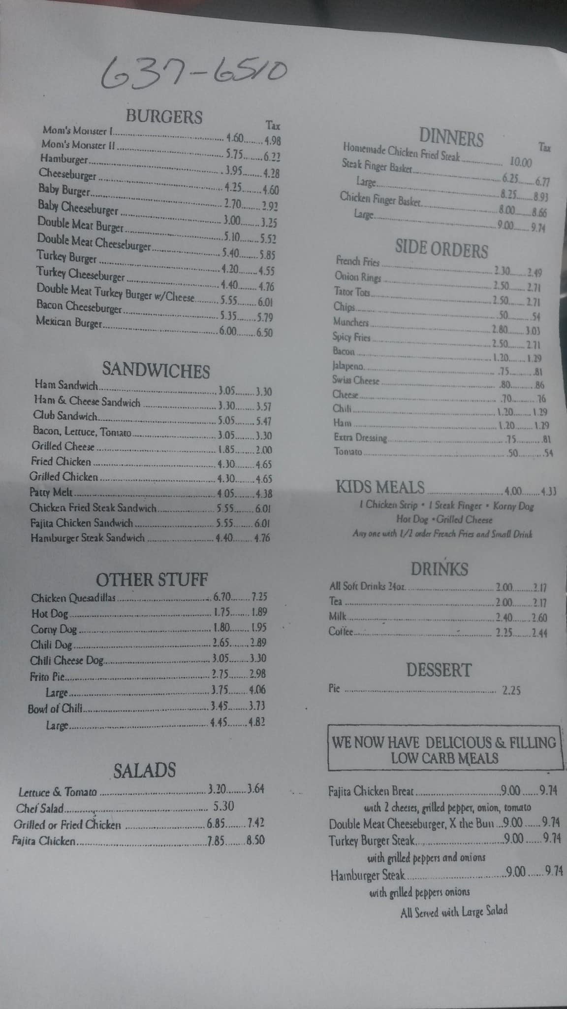 Mom's Diner Menu, Menu for Mom's Diner, Lufkin, Lufkin - Urbanspoon/Zomato