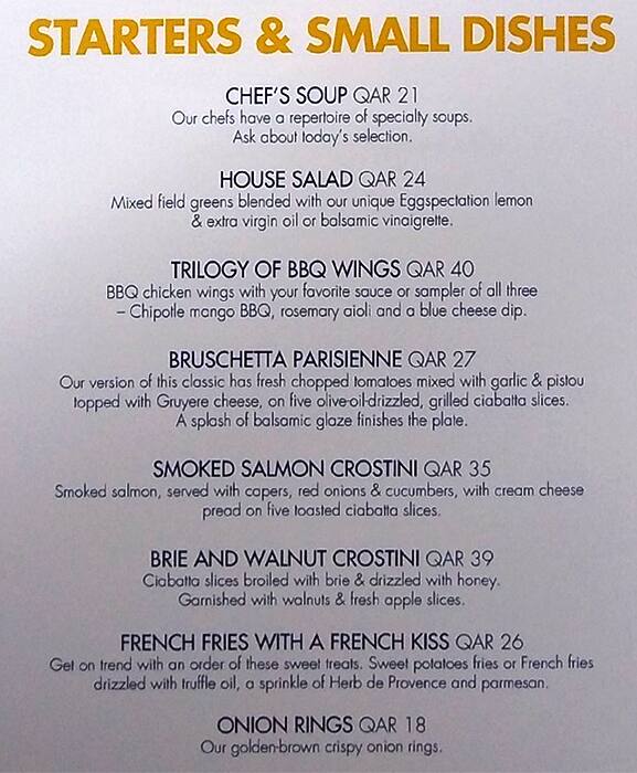 Eggspectation, Pearl Qatar, Doha का मेनू Zomato Qatar