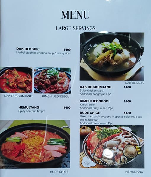 Menu at Maru Korean Restaurant Malate, Manila