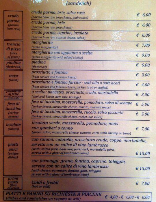 Menu di Lo Spuntino 