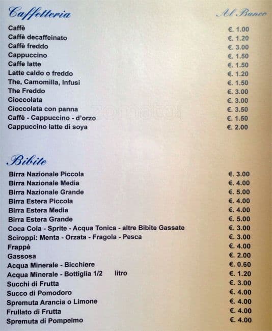 Menu di Lo Spuntino 