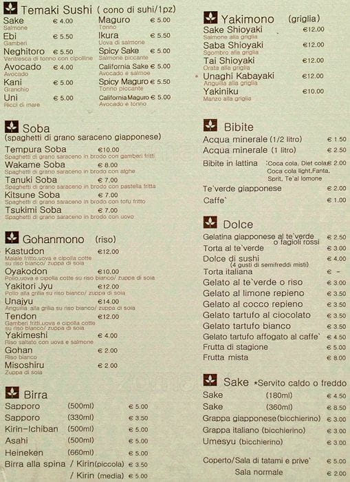 Menu di Wakaba 