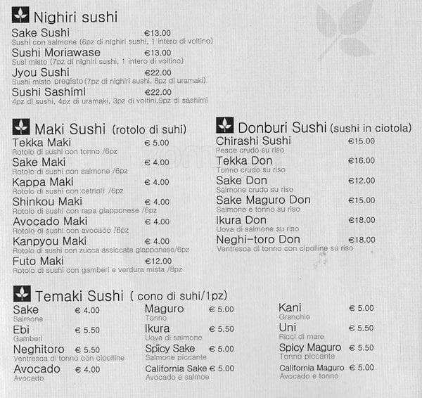 Menu di Wakaba 