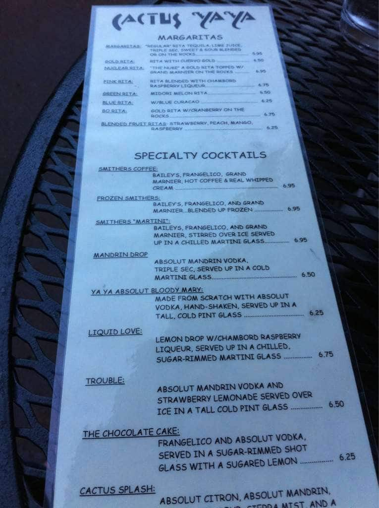 Cactus Ya Ya Happy Hour Menu - Come join us for happy hour at one of ...