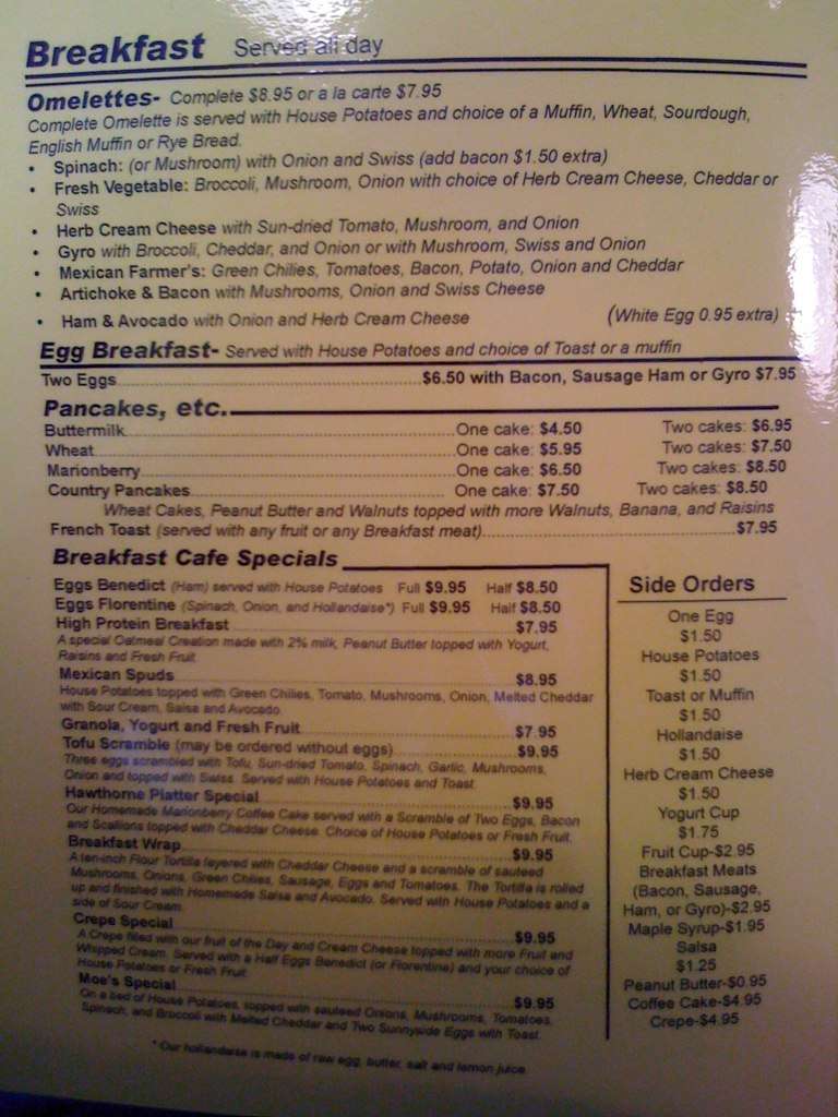 Hawthorne Street Cafe Menu, Menu for Hawthorne Street Cafe, Hawthorne