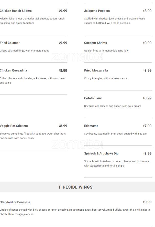 Menu at Fire Side Grill pub & bar, New Melle