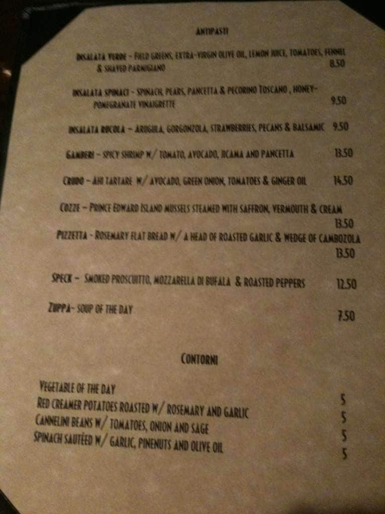 Menu at Il Poggio restaurant, Snowmass Village