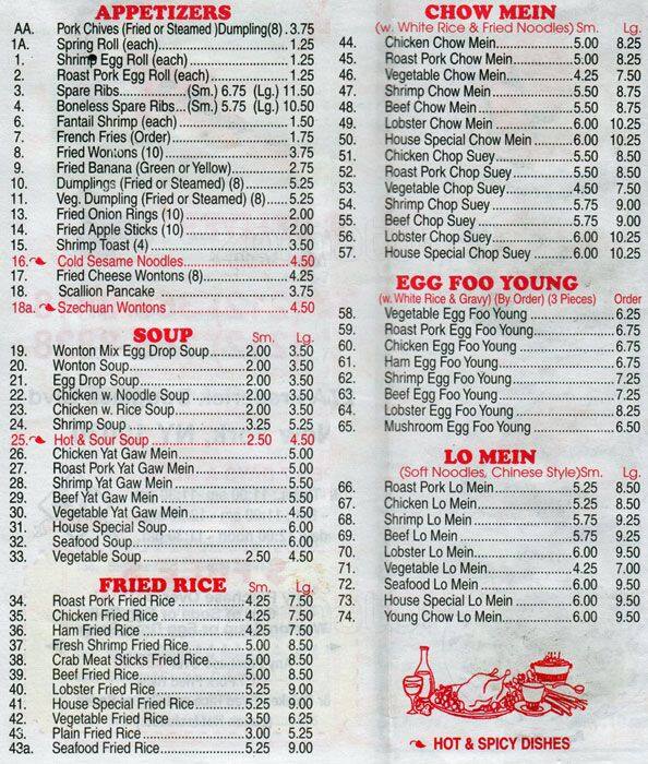 City One Chinese Restaurant, Harlem Menu