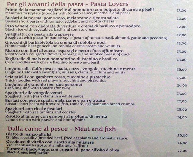 Menu di Hostaria Borromei 