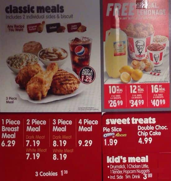 KFC Menu, Menu for KFC, Vernon Hills, Chicago - Urbanspoon/Zomato