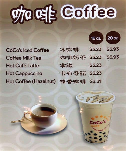 Menu at CoCo's Cafe, Austin, Guadalupe St