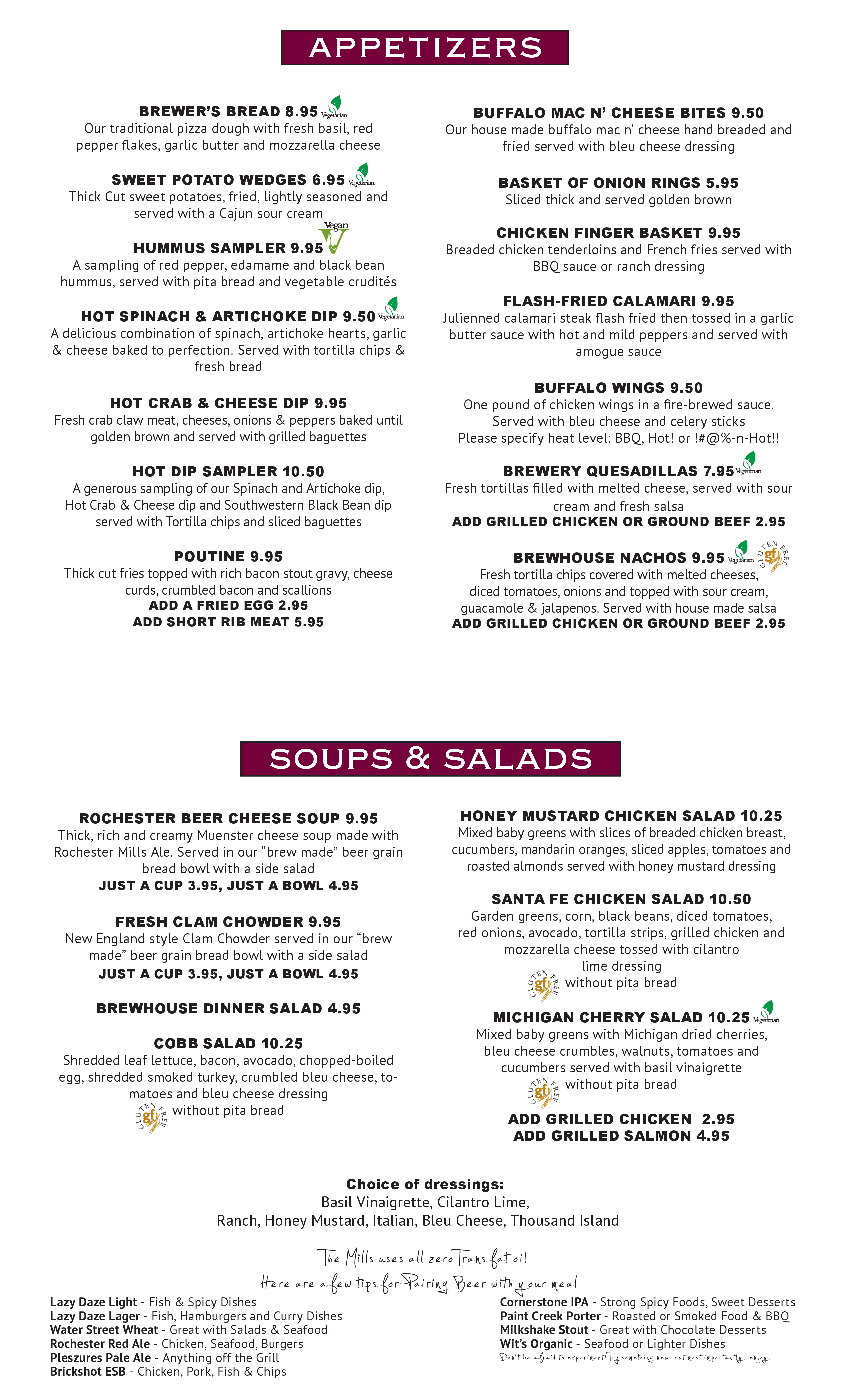 Rochester Mills Beer Company Menu Urbanspoon/Zomato