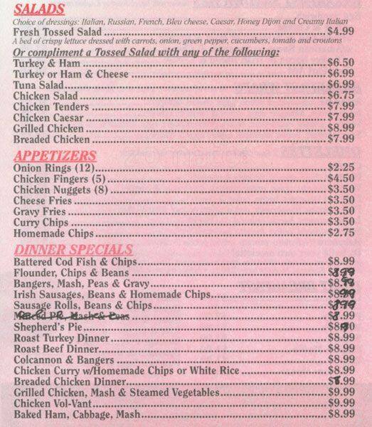 Menu at Hibernian Coffee Shop cafe, Upper Darby