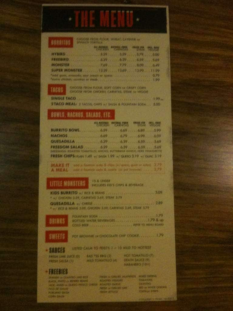 freebirds world burrito menu