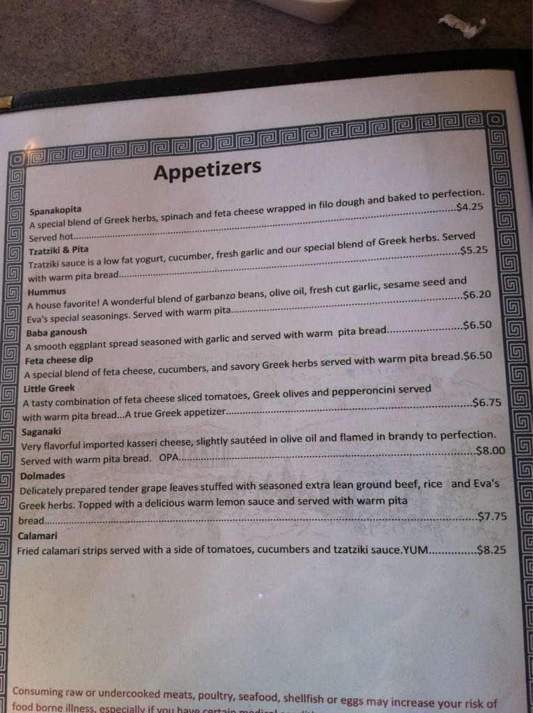 Olympia Restaurant Menu, Menu for Olympia Restaurant, Coeur d'Alene