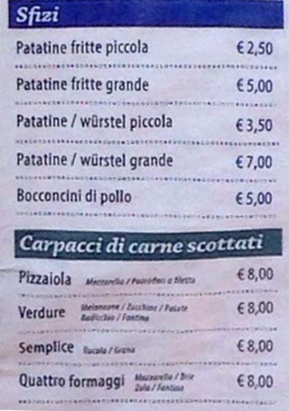 Menu di Eoliana 