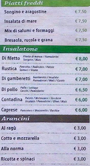 Menu di Eoliana 
