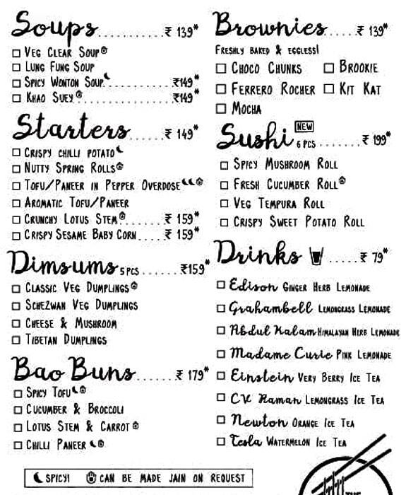 Menu at The Noodle Theory, Coimbatore