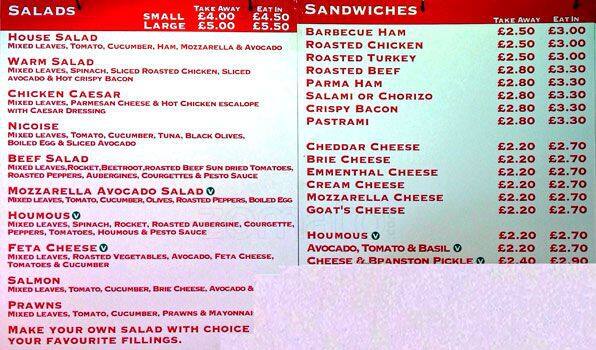 Bicafe menu