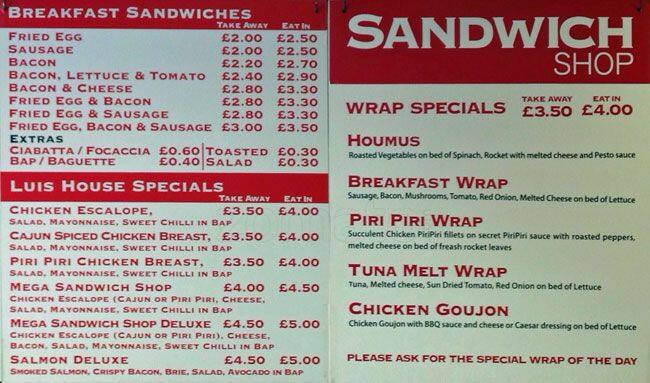 Bicafe menu