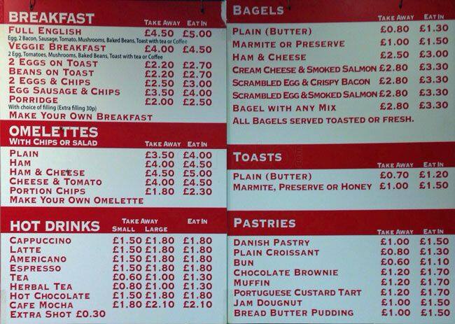 Bicafe menu