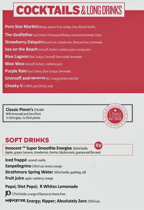 The Toll Gate menu