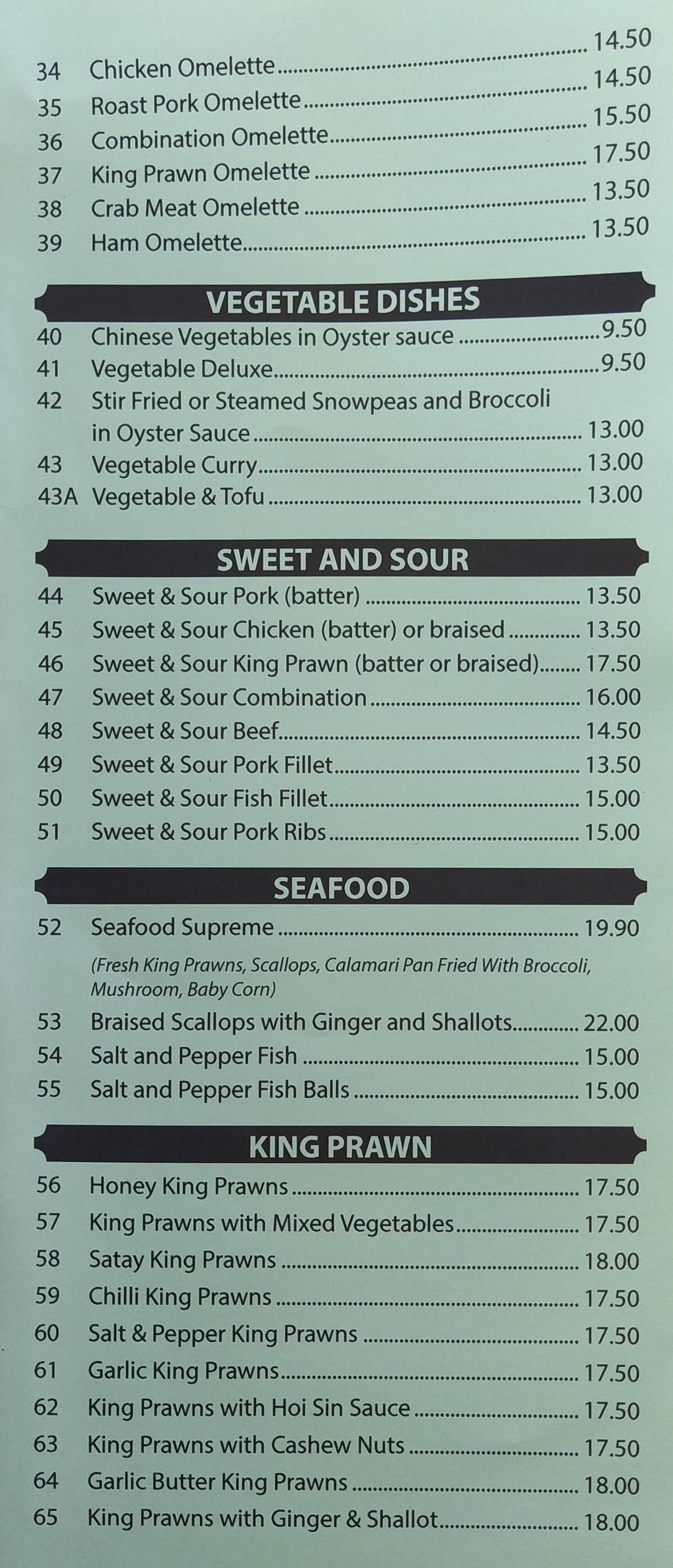 Lee Hing Chinese Restaurant Menu