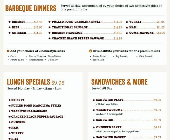 Copper Creek Union Sc Menu