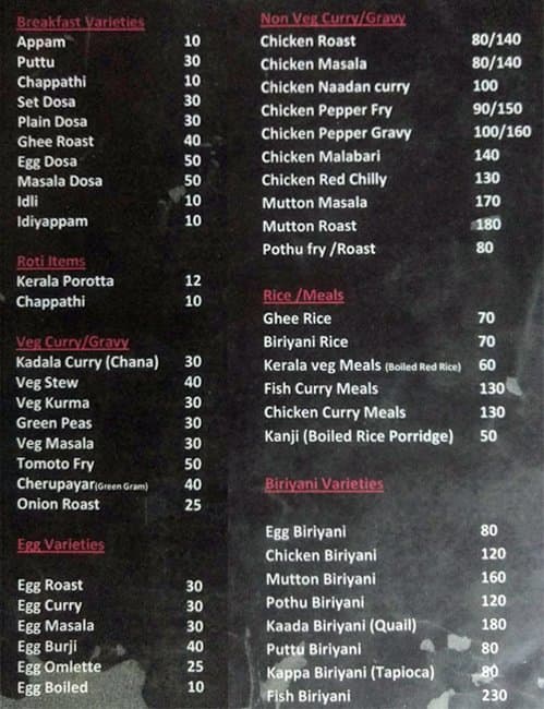 Chettayees Menu, Menu for Chettayees, BTM, Bangalore - Zomato