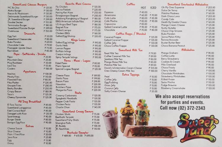 Sweetland Kitchen Central Menu Zomato Philippines