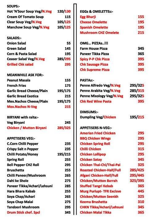 TFR Villa Menu, Menu for TFR Villa, Sector 33, Gurgaon - Zomato