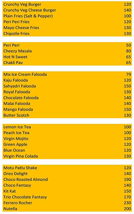 Sahyadri Katta menu
