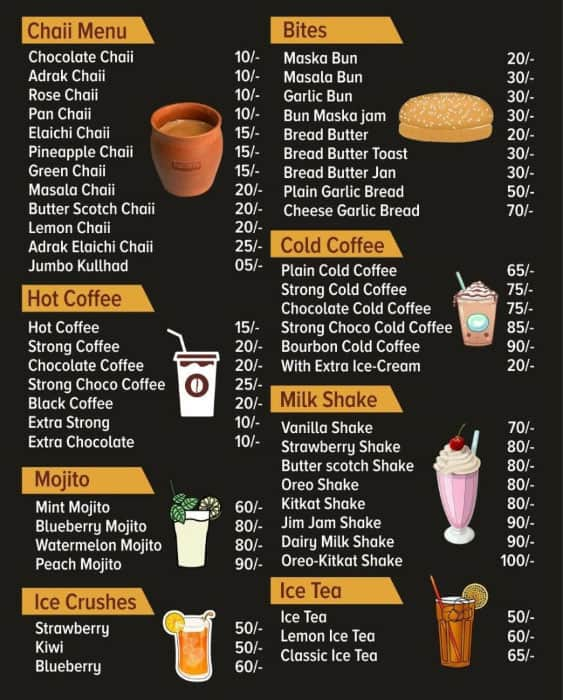 Menu of The Chaii Stop, Kandivali East, Mumbai