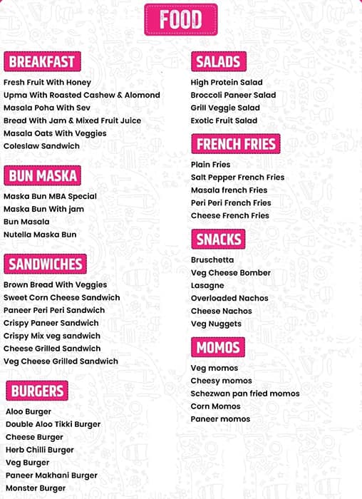 MBA Chaiwala Bhubaneswar (Dine-In) menu