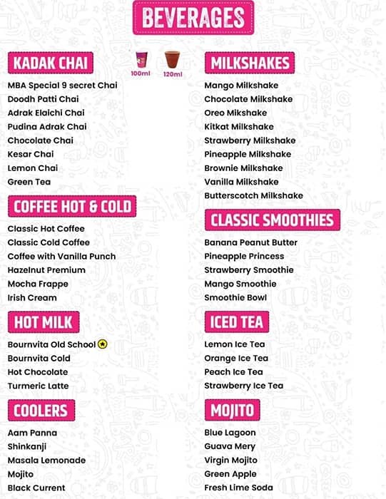 MBA Chaiwala Bhubaneswar (Dine-In) menu