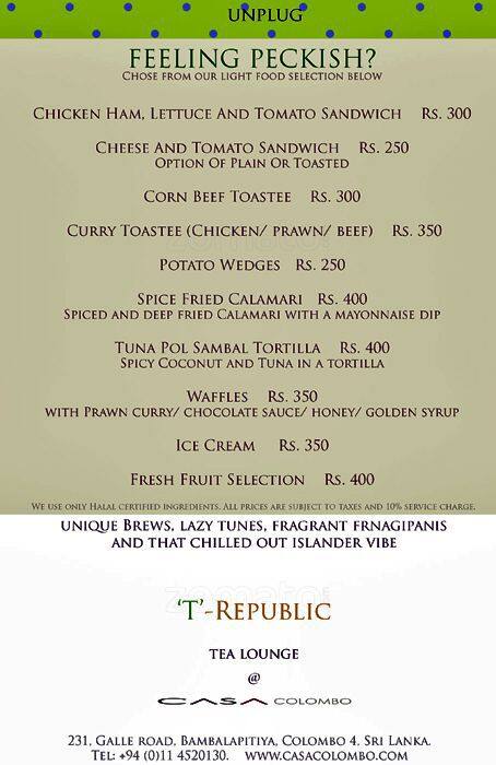 ZAZA menu