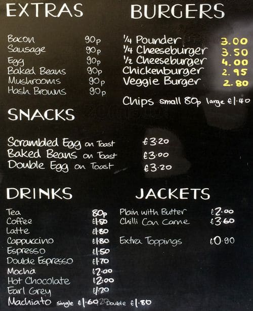 Menu at Piccolo Snack Bar, London, 115 Euston St