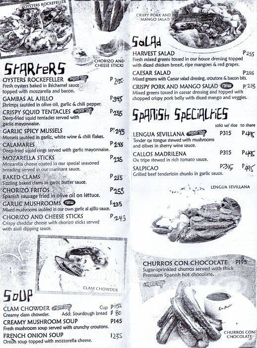 Menu at Las Paellas restaurant, Parañaque, 256 Aguirre Ave