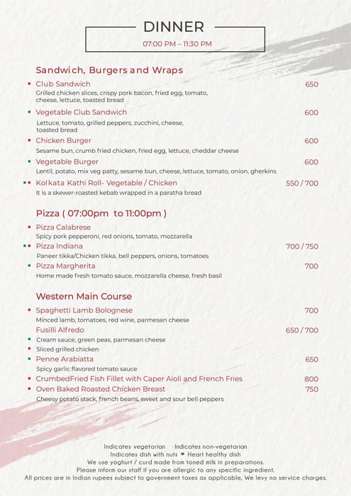 Okra - Jaipur Marriott Hotel menu