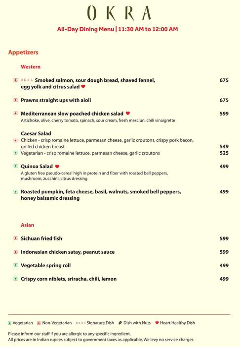 Okra Jaipur Marriott Hotel Menu Zomato - 