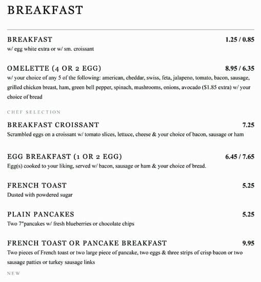 French House Menü, French House, Galleria, Houston için Menü