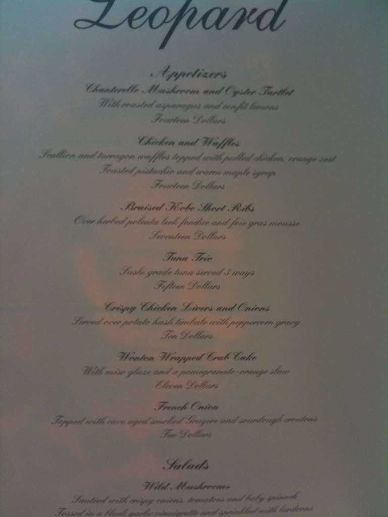 Carta de The Leopard Restaurant