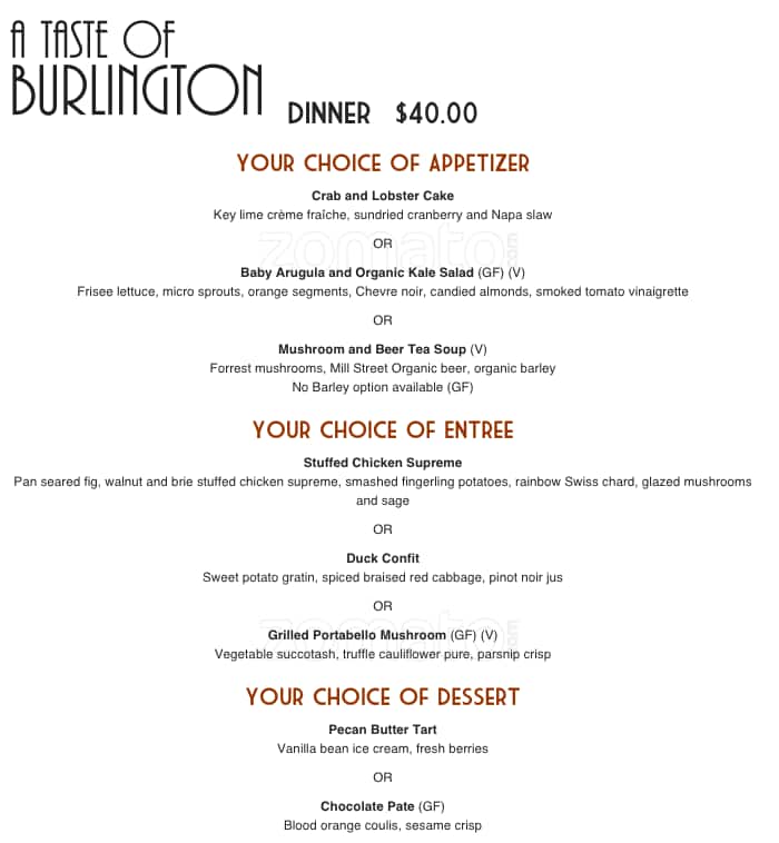 Ivy Restaurant Burlington Menu Ivy Restaurant Burlington Menu